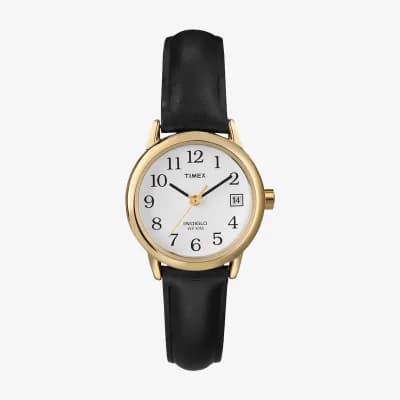 Timex Womens Black Leather Strap Watch 2h341