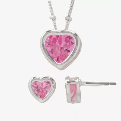 Mixit Womens Purple Cubic Zirconia Heart Hypoallergenic 2-pc. Jewelry Set
