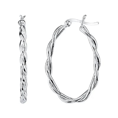 Sterling Silver Twisted Hoop Earrings