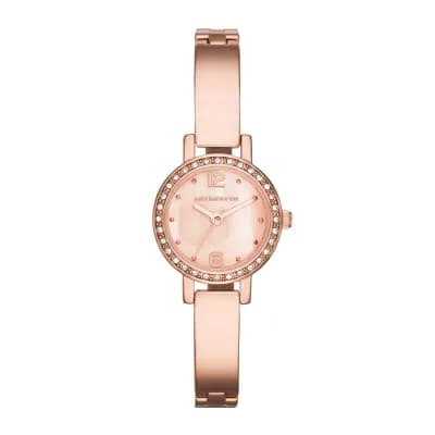 Liz Claiborne® Womens Rose-Tone & Crystal-Accent Bangle Watch