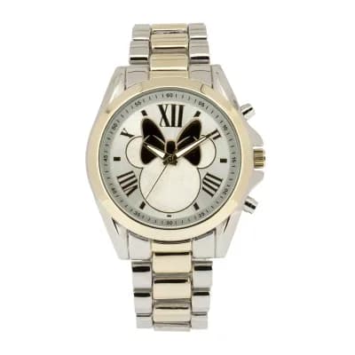 Disney Minnie Mouse Womens Silver-Tone Dial Two-Tone Bracelet Watch