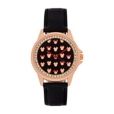 Disney Minnie Mouse Womens Black Strap Watch Mn1618jc