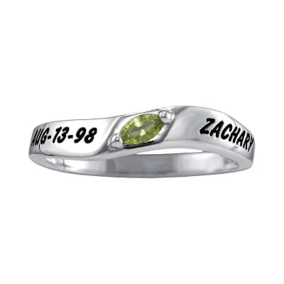 Personalized Womens Simulated Sterling Silver Stackable Ring