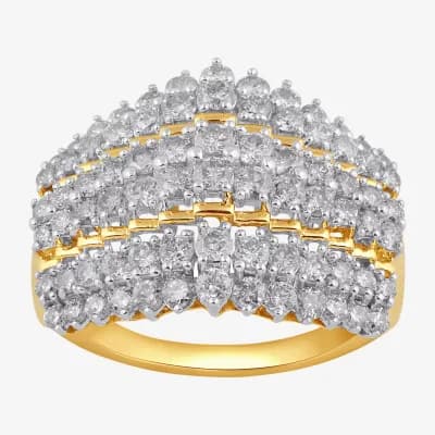 Womens 2 CT. T.W. Natural White Diamond 10K or 14K  White or Yellow Gold Cocktail Ring