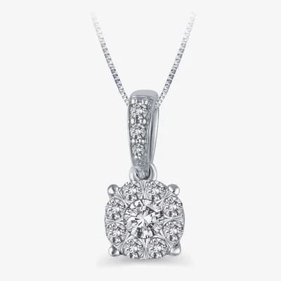 Womens 1/4 CT. T.W. Natural White Diamond 10K Gold Round 18 Inch Pendant Necklace