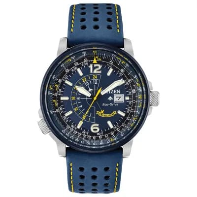 Citizen Promaster Nighthawk Mens Blue Leather Strap Watch Bj7007-02l