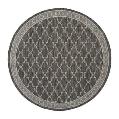 Safavieh Courtyard Collection Keeley Geometric Indoor/Outdoor Round Area Rug