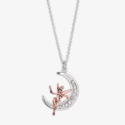 Disney Classics Womens Crystal Pure Silver Over Brass Moon 18 Inch Pendant Necklace