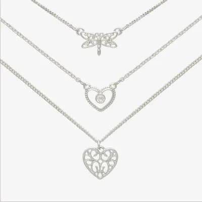 Mixit Womens Cubic Zirconia Heart Hypoallergenic 3-pc. Necklace Set