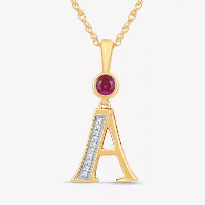 A Womens Lab Created Red Ruby 14K Gold Over Silver 18 Inch Pendant Necklace