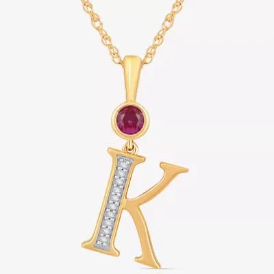 K Womens Lab Created Red Ruby 14K Gold Over Silver 18 Inch Pendant Necklace