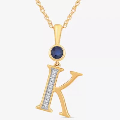 K Womens Lab Created Blue Sapphire 14K Gold Over Silver 18 Inch Pendant Necklace