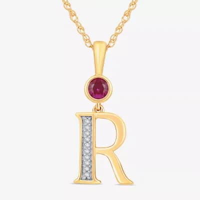 R Womens Lab Created Red Ruby 14K Gold Over Silver 18 Inch Pendant Necklace