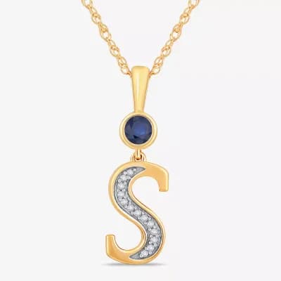 S Womens Lab Created Blue Sapphire 14K Gold Over Silver 18 Inch Pendant Necklace