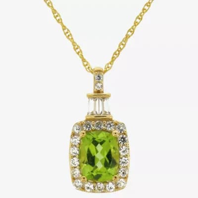 Womens Genuine Green Peridot 14K Gold Over Silver 18 Inch Pendant Necklace