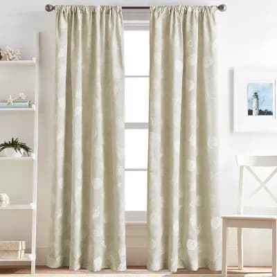 CHF Seashells Rod Pocket Light-Filtering Single Curtain Panel