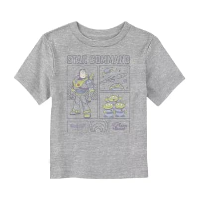 Disney Collection Toddler Boys Crew Neck Short Sleeve Regular Fit Buzz Lightyear Toy Story Graphic T-Shirt