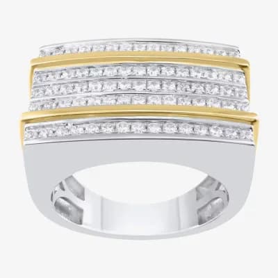 Mens 1 CT. T.W. Natural White Diamond Sterling Silver Fashion Ring