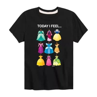 Disney Collection Little & Big Kid Girls Crew Neck Short Sleeve Regular Fit Princess Graphic T-Shirt