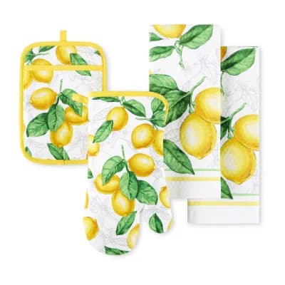 Martha Stewart Lots of Lemons 4-pc. Mitt + Pot Holder Set
