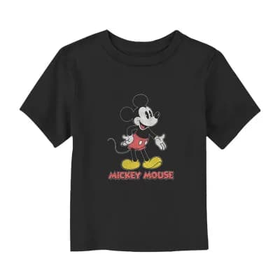 Disney Collection Toddler Boys Crew Neck Short Sleeve Regular Fit Mickey Mouse Graphic T-Shirt
