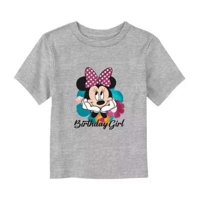 Disney Collection Toddler Girls Crew Neck Short Sleeve Regular Fit Minnie Mouse Graphic T-Shirt
