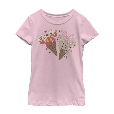 Disney Collection Little & Big Kid Girls Crew Neck Short Sleeve Regular Fit Mickey and Friends Graphic T-Shirt