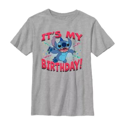 Disney Collection Little & Big Kid Boys Crew Neck Short Sleeve Regular Fit Lilo & Stitch Graphic T-Shirt