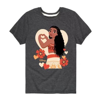 Disney Collection Little & Big Kid Girls Crew Neck Short Sleeve Regular Fit Princess Moana Graphic T-Shirt