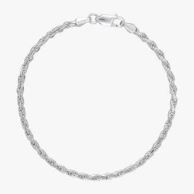 Made in Italy Womens Sterling Silver 7.5 Inch Solid Rope Chain Bracelet