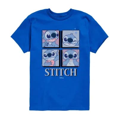 Disney Collection Little & Big Kid Boys Crew Neck Short Sleeve Regular Fit Lilo & Stitch Graphic T-Shirt