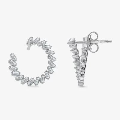 (I1/ I) Womens 1/2 CT. T.W. Lab Grown White Diamond Sterling Silver 14.7mm Circle Hoop Earrings