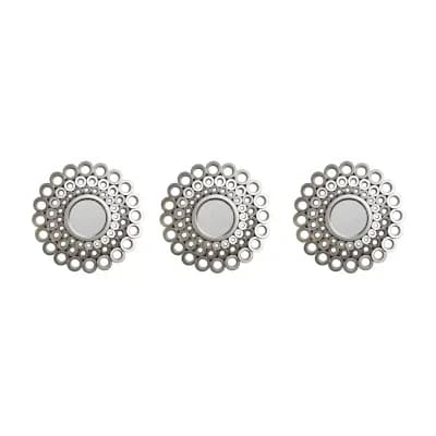 Northlight 10" Gray Cascading Angular Orb Round Wall Mirror