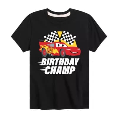 Disney Collection Little & Big Kid Boys Crew Neck Short Sleeve Regular Fit Cars Graphic T-Shirt