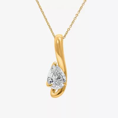 (I / I1) Womens 1 CT. Lab Grown White Diamond 10K Gold Pear 18 Inch Pendant Necklace