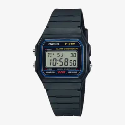 Casio Mens Digital Black Strap Watch F91w-1os