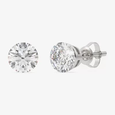 Floating Diamonds (F / Vs2) 3 CT. T.W. Lab Grown White Diamond 14K Gold 7.9mm Round Stud Earrings