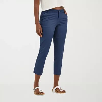 Lee Wrinkle Free Womens Stretch Fabric Straight Mid Rise Capri Pant