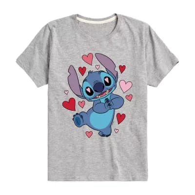 Disney Collection Little & Big Kid Boys Crew Neck Short Sleeve Regular Fit Lilo & Stitch Graphic T-Shirt