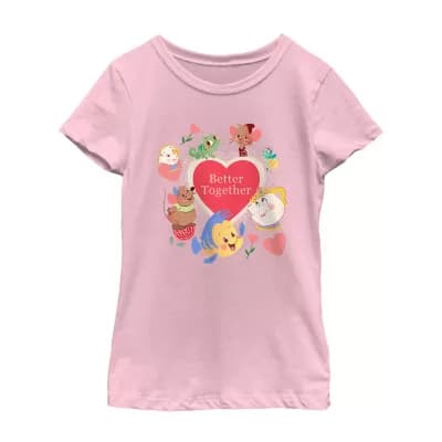 Disney Collection Little & Big Kid Girls Crew Neck Short Sleeve Regular Fit Princess Graphic T-Shirt