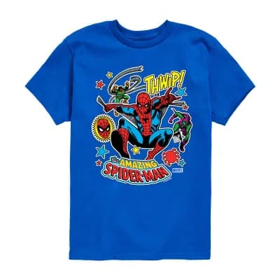 Disney Collection Little & Big Kid Boys Crew Neck Short Sleeve Regular Fit Spiderman Graphic T-Shirt