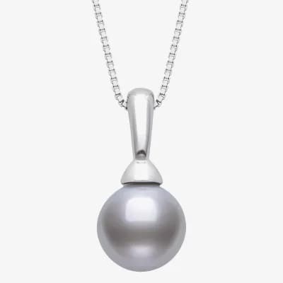 Womens Gray Cultured Freshwater Pearl Sterling Silver Ball 18 Inch Pendant Necklace