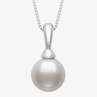 Womens White Cultured Freshwater Pearl Sterling Silver Ball 18 Inch Pendant Necklace