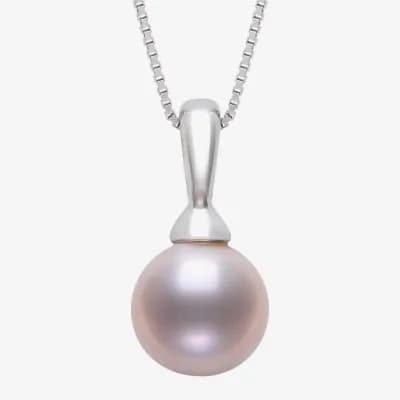 Womens Pink Cultured Freshwater Pearl Sterling Silver Ball 18 Inch Pendant Necklace