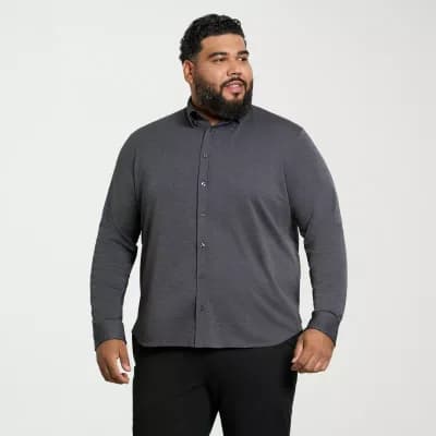 Van Heusen Performance Knit Mens Long Sleeve Regular Fit Stretch Fabric Big and Tall Button-Down Shirt