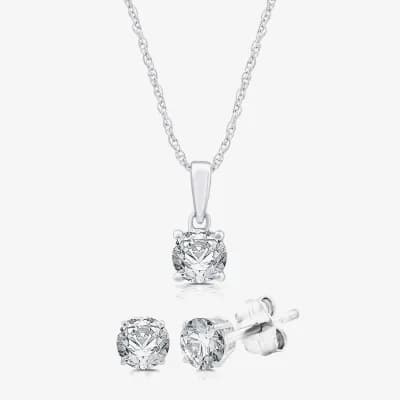 G, Si1-Si2 Womens 2 CT. Lab Grown White Diamond Sterling Silver OR 14K Gold over Silver  2-pc. Jewelry Set