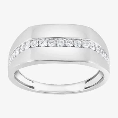 (F,Si2) Mens 1/2 CT. T.W. Lab Grown White Diamond Sterling Silver Fashion Ring