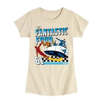 Disney Collection Girls Round Neck Short Sleeve Regular Fit Marvel Graphic T-Shirt