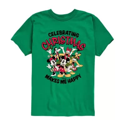 Disney Collection Boys Crew Neck Short Sleeve Regular Fit Mickey and Friends Graphic T-Shirt