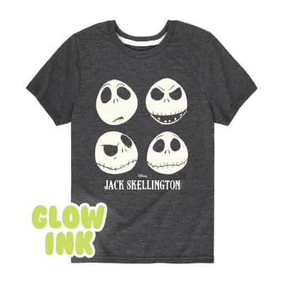 Disney Collection Boys Crew Neck Short Sleeve Regular Fit Nightmare Before Christmas Graphic T-Shirt